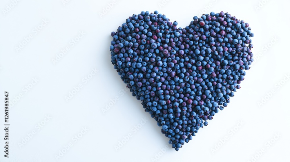 Heart shape made of blueberries on white background Heart shape made of blueberries on white background
