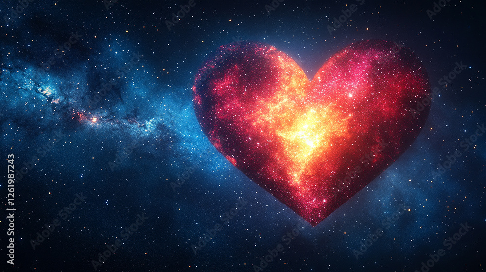A heart-shaped nebula in deep space, surrounded by stars and cosmic dust, with no sunlight visible. The vivid celestial scene captures chaos and cosmic beauty, offering space for text A heart-shaped nebula in deep space, surrounded by stars and cosmic dust, with no sunlight visible. The vivid celestial scene captures chaos and cosmic beauty, offering space for text