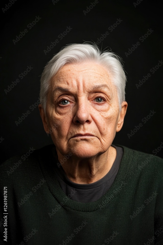 Elderly person with stern expression, conveying resilience again Elderly person with stern expression, conveying resilience again