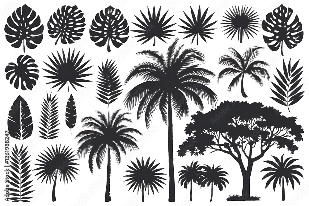 Black Silhouettes of Tropical Leaves, Palms & Trees – High-Quality PNG Black Silhouettes of Tropical Leaves, Palms & Trees – High-Quality PNG