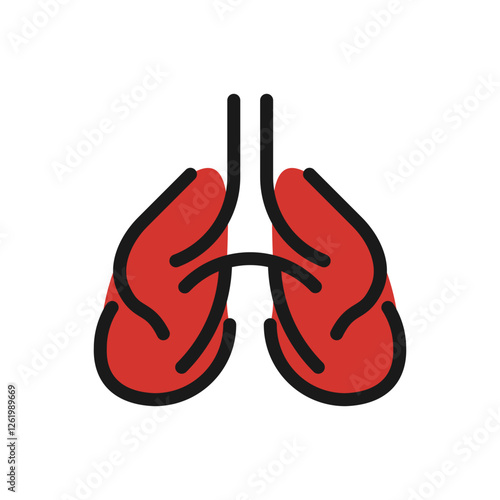 colourful healthy lungs illustrated vector icon, lungs health , respiratory system, Human internal organ, poster