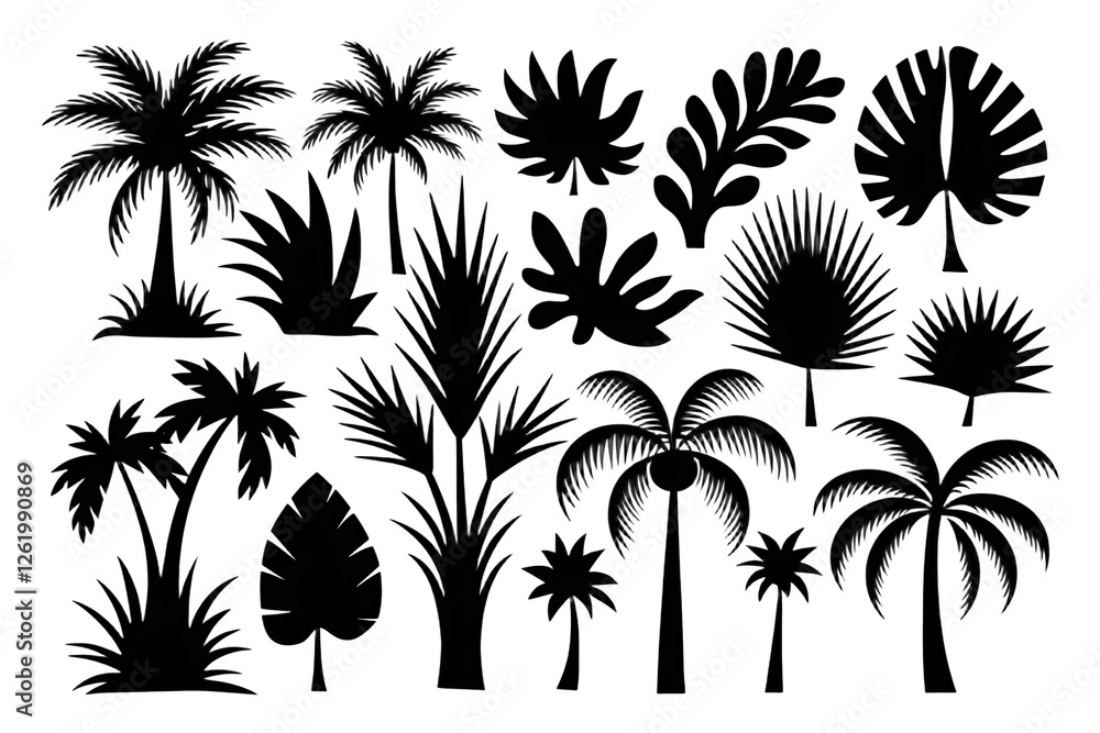 Black Silhouettes of Tropical Leaves, Palms & Trees – High-Quality PNG Black Silhouettes of Tropical Leaves, Palms & Trees – High-Quality PNG
