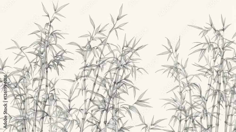 Naklejka premium Monochrome bamboo forest, tranquil scene, nature background, wall art