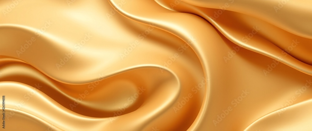 Obraz premium Abstract Curved Gold Shape with Lighting Effect – Luxury Design on gold Background with Copy Space.