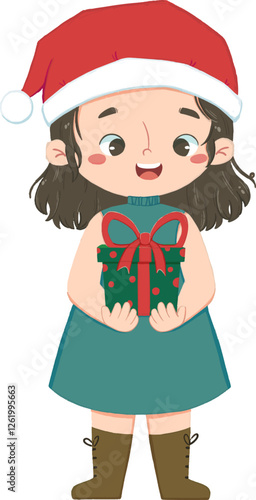 Little Girl bring big Christmas gift