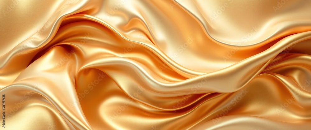 Fototapeta premium Abstract Curved Gold Shape with Lighting Effect – Luxury Design on gold Background with Copy Space.