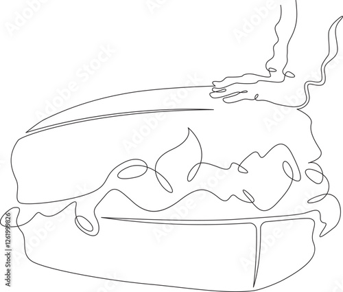 Continuous one line drawing packing luggage. Hands closing a suitcase. Packing for vacation. One continuous line isolated minimal illustration.Not AI.
