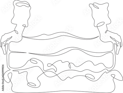 Continuous one line drawing packing luggage. Hands closing a suitcase. Packing for vacation. One continuous line isolated minimal illustration.Not AI.