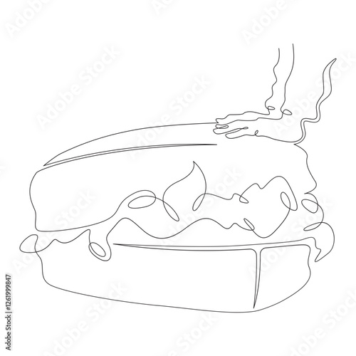 Continuous one line drawing packing luggage. Hands closing a suitcase. Packing for vacation. One continuous line isolated minimal illustration.Not AI.