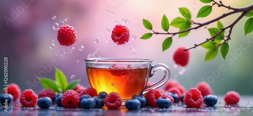 cup of tea with berries