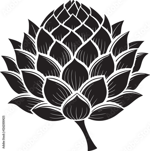 Jackfruit Blossom Silhouette Vector Art – Elegant Black Shape Design