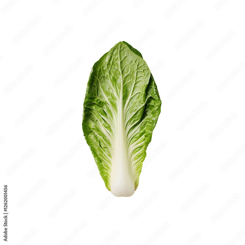 Closeup of Crisp Green Romaine Lettuce on White Background Closeup of Crisp Green Romaine Lettuce on White Background