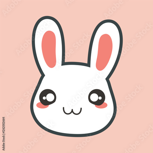 cute rabbit face with outline flat vector design.