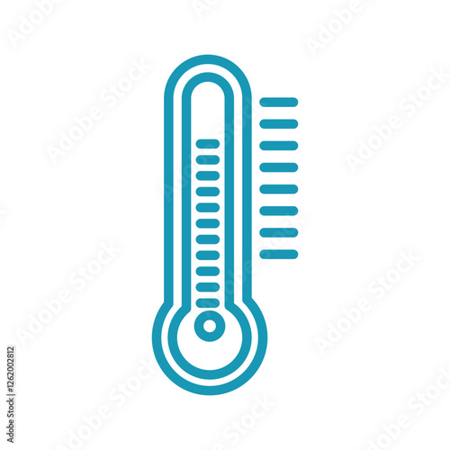 blue thermometer icon, temperature symbol, weather forecast pictogram