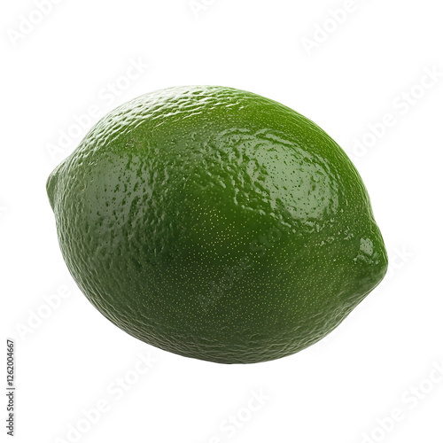 Closeup of Juicy Green Lime Quarter on White Background