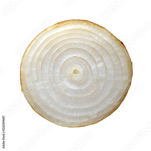 Crisp White Onion Slice Isolated on Minimalist White Background