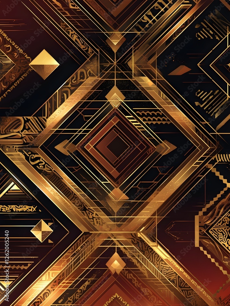Intricate Geometric Digital Art Backdrop with Metallic Patterns Intricate Geometric Digital Art Backdrop with Metallic Patterns