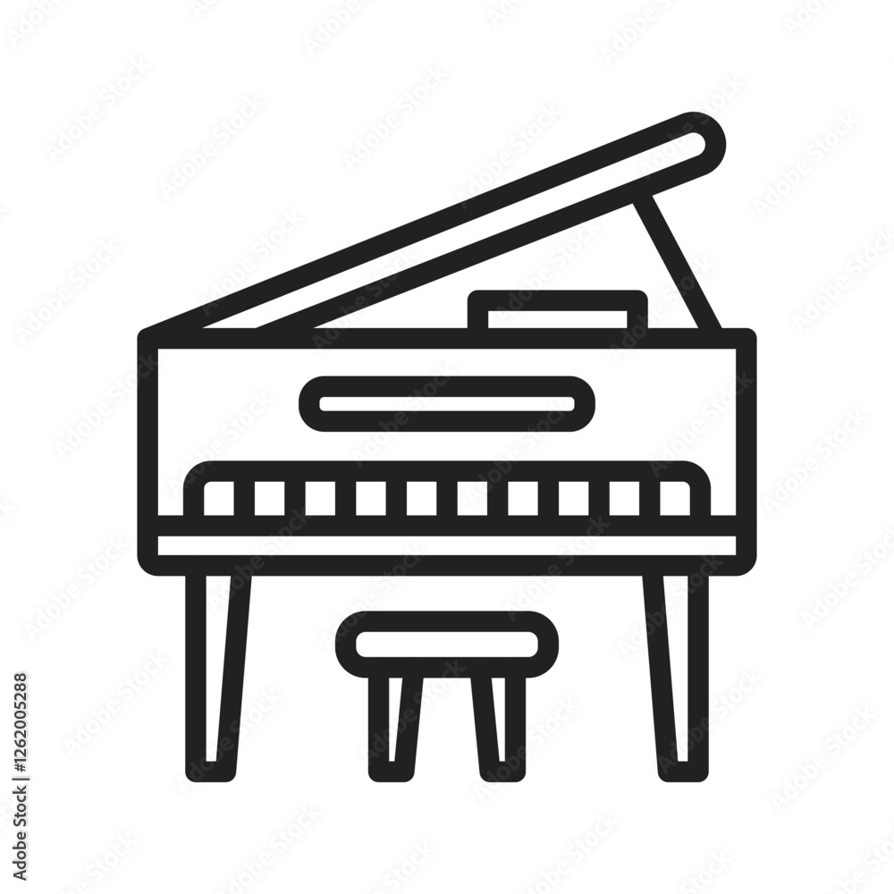 Grand Piano icon vector image. Suitable for mobile apps, web apps and print media. Grand Piano icon vector image. Suitable for mobile apps, web apps and print media.