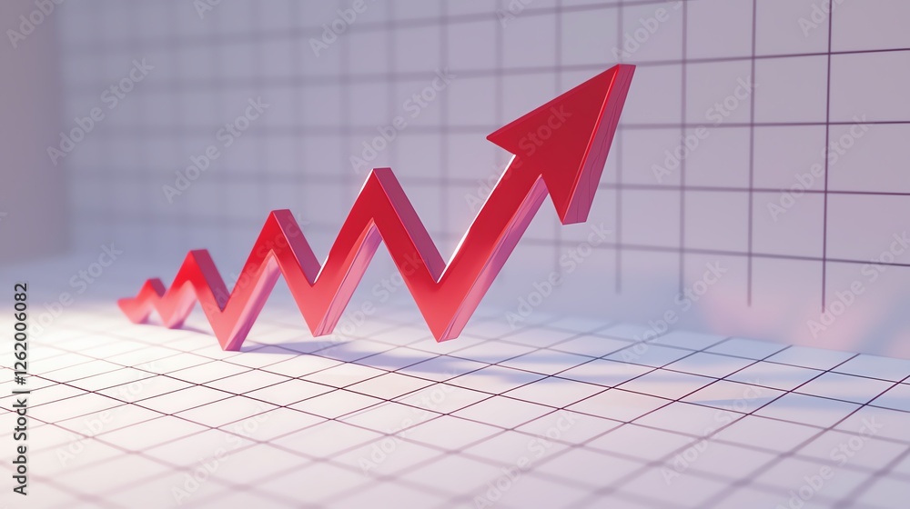 Red arrow indicates upward growth in financial graphs. Red arrow indicates upward growth in financial graphs.