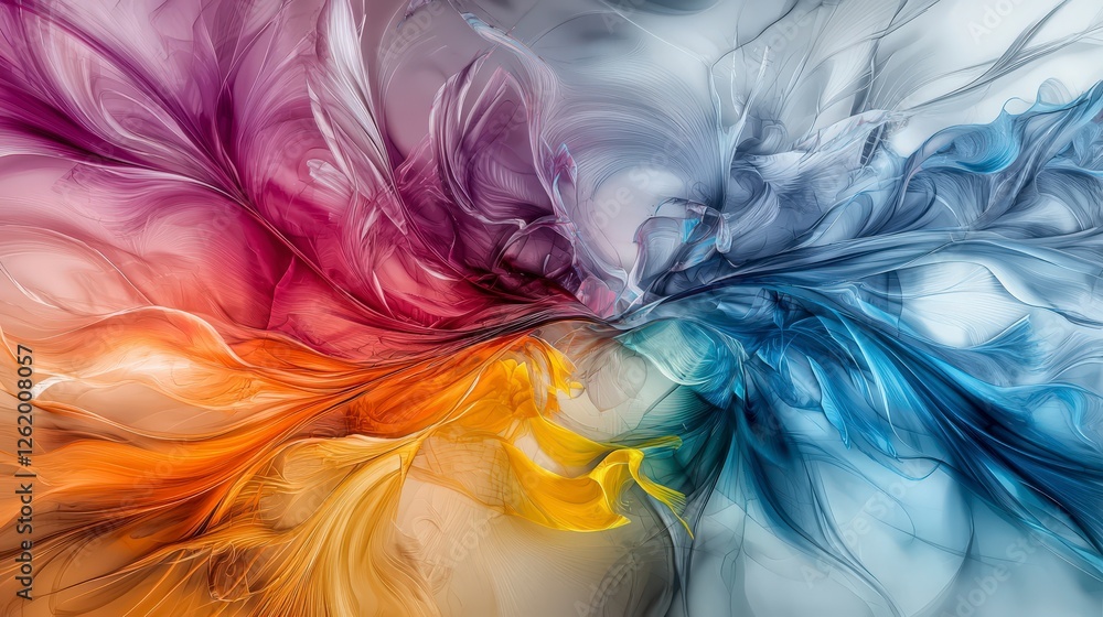Obraz premium Vibrant abstract swirls of bold colors in dynamic motion digital art contemporary style artistic expression