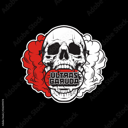 skull logo on black background