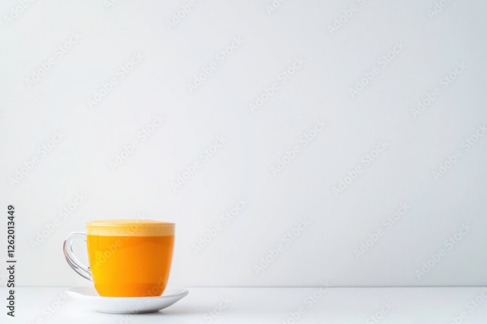 a golden turmeric latte with frothed milk, wellness drink, isolated on white background a golden turmeric latte with frothed milk, wellness drink, isolated on white background