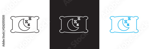 Sleep  icon set. Sleeping person, sleep, night rest, bed, pillow, sleeping pills icon . Series  icons.  isolated on white and black background. vector illustration. EPS 10