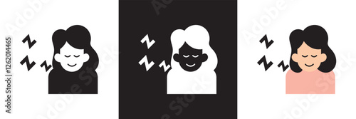 Sleep  icon set. Sleeping person, sleep, night rest, bed, pillow, sleeping pills icon . Series  icons.  isolated on white and black background. vector illustration. EPS 10