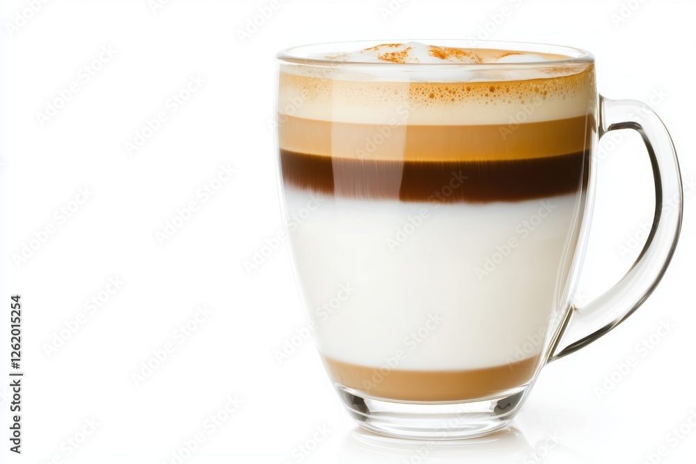 a refreshing iced latte with layers of espresso and milk, perfect summer coffee, isolated on white background a refreshing iced latte with layers of espresso and milk, perfect summer coffee, isolated on white background