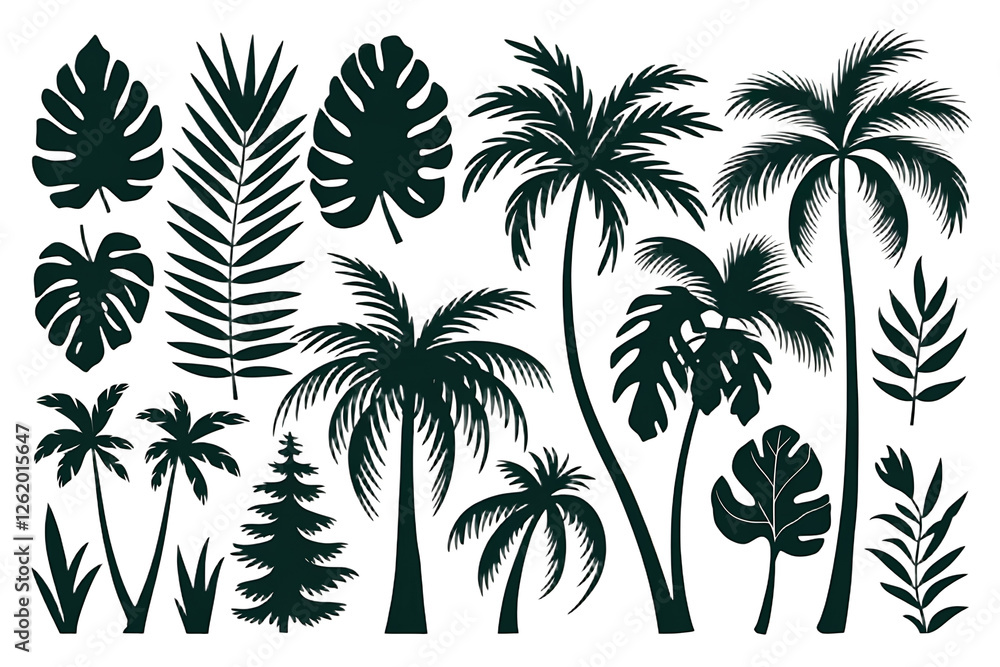 Black Silhouettes of Tropical Leaves, Palms & Trees – High-Quality PNG Black Silhouettes of Tropical Leaves, Palms & Trees – High-Quality PNG