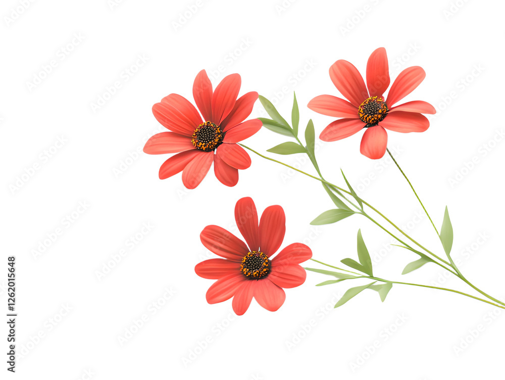 A red daisy isolated on a transparent background. A red daisy isolated on a transparent background.