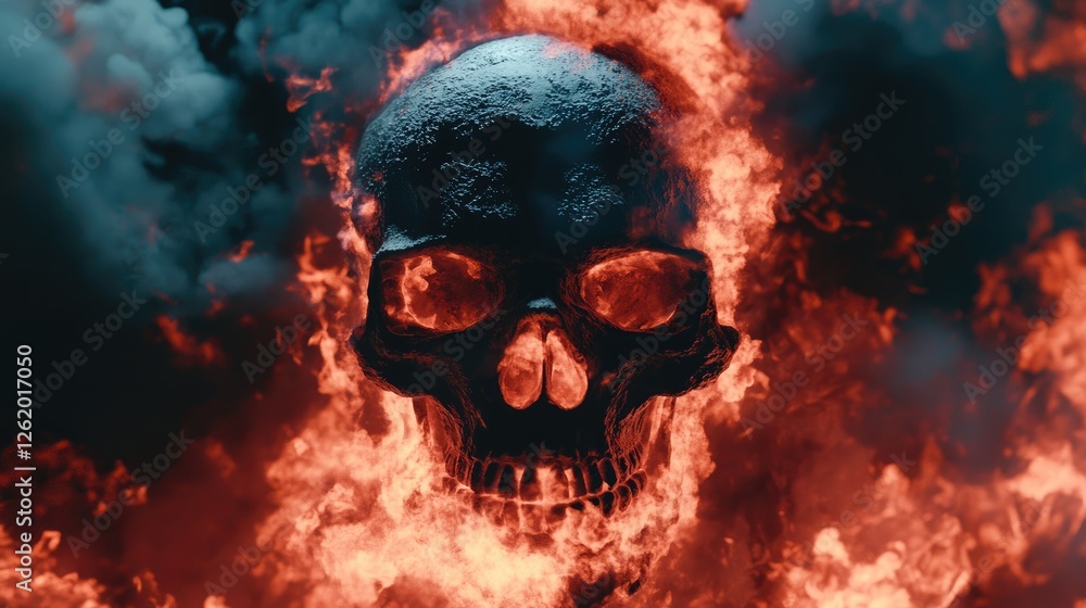 A fiery skull surrounded by flames and smoke, evoking themes of danger and intensity. A fiery skull surrounded by flames and smoke, evoking themes of danger and intensity.