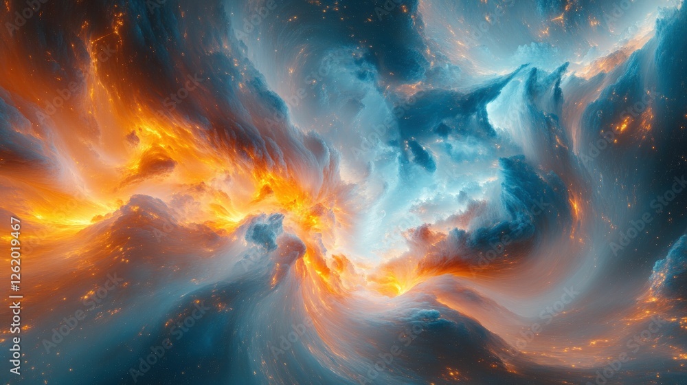 Fiery blue nebula swirls cosmic wonder Fiery blue nebula swirls cosmic wonder