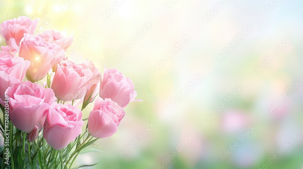 Elegant pink tulips in vase, stunning display of spring blooms for home decor Elegant pink tulips in vase, stunning display of spring blooms for home decor