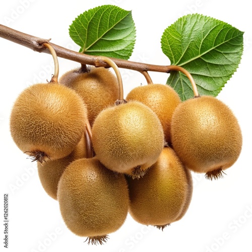 bunch of kiwi in branch isolated on white background