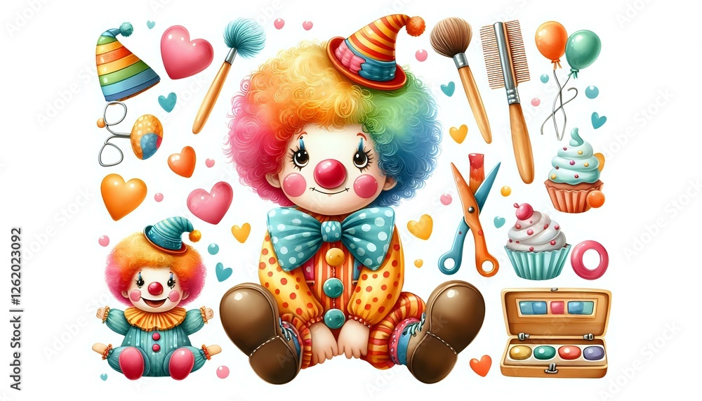 Obraz premium Colorful Clown with Balloons