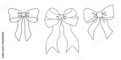 Decorative bow designs showcasing three different styles suitable for crafting and illustration needs
