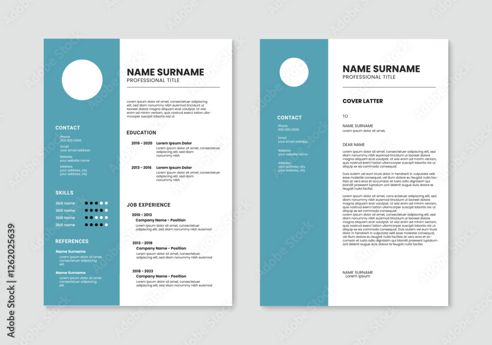 Obraz premium Resume and cover letter layout. Minimal resume cv design template. Vector illustration
