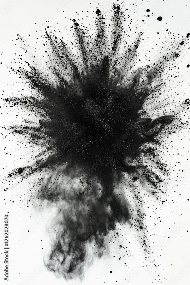 Black and white explosion concept with smoke and debris. Black and white explosion concept with smoke and debris.