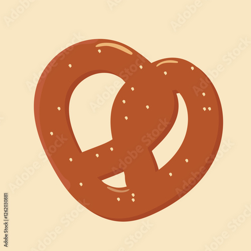 Bavarian pretzel isolated on pastel background. Vector illustration.