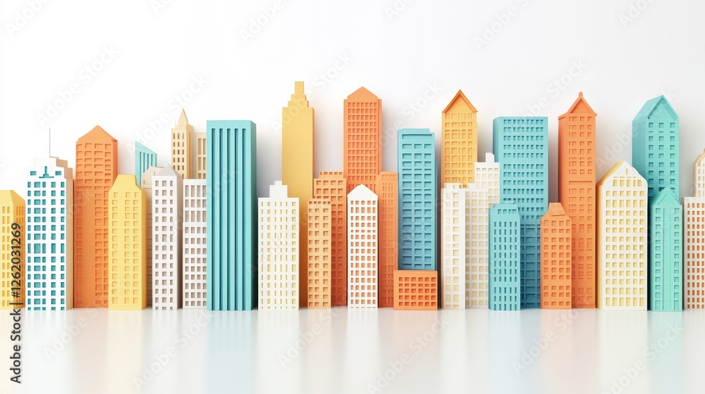 Obraz premium Colorful Miniature Cityscape with Abstract Building Designs
