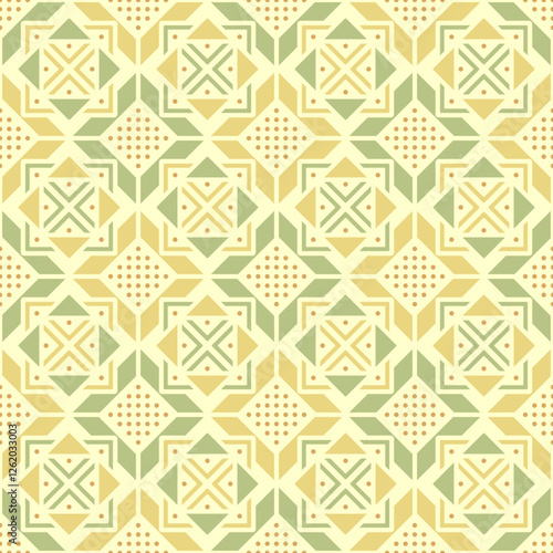 repetitive background. brown, green, beige colors. carpet sample. aztec motifs. vector seamless pattern. geometric shapes. fabric swatch. wrapping paper. design template for textile, home decor, linen