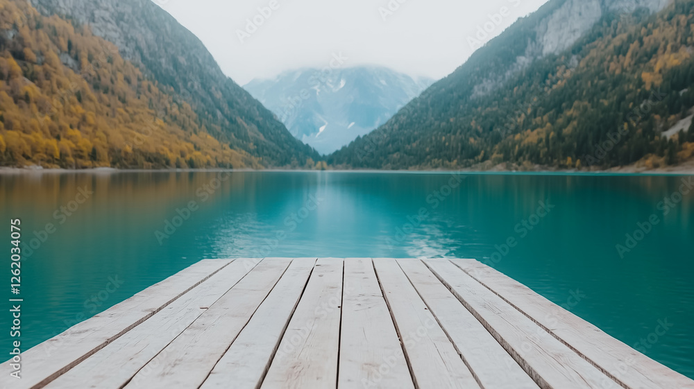 Serene Mountain Lake: A tranquil scene of a pristine mountain lake, its turquoise waters reflecting the majestic peaks. A wooden dock extends invitingly into the calm waters. Serene Mountain Lake: A tranquil scene of a pristine mountain lake, its turquoise waters reflecting the majestic peaks. A wooden dock extends invitingly into the calm waters.