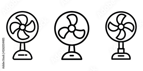 table-fan outline or line icon design bundle.
