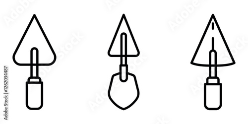 trowel outline or line icon design bundle.
