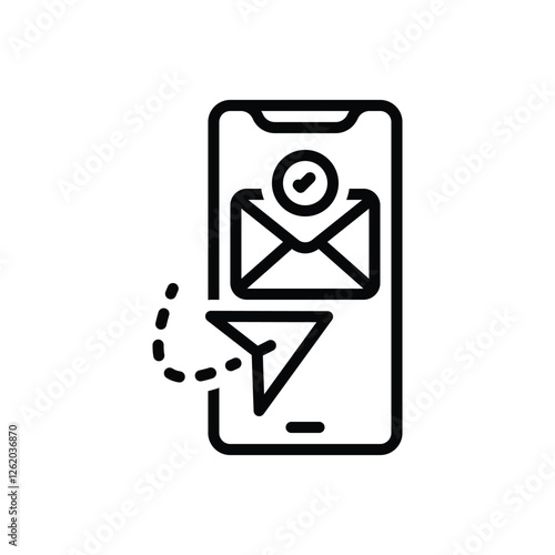 Black line icon for receive