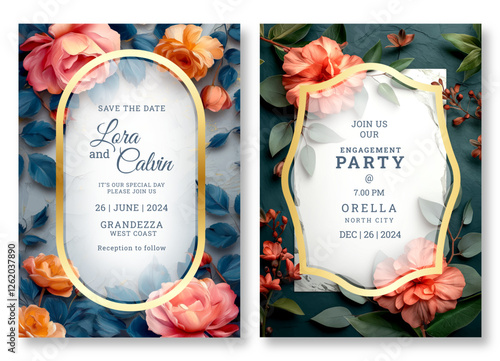 Abstract rose art wedding invitation template, business brochure template, flyer design, universal background, versatile vector background, creative brochure template, party invitation template design