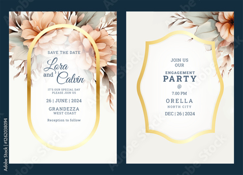 Abstract watercolor floral art wedding invitation template, business brochure template, flyer design, universal background, versatile vector background, creative brochure template, party invitation