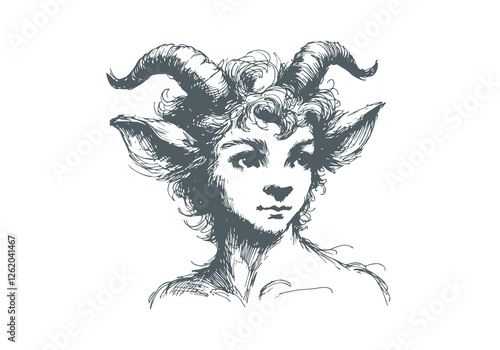 Faun Satyr hand drawn sketch vector
