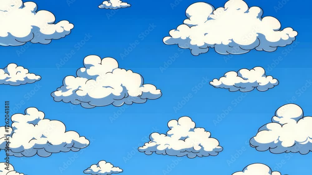 Bright white clouds drift across a vibrant blue sky during a sunny afternoon in a serene outdoor setting Bright white clouds drift across a vibrant blue sky during a sunny afternoon in a serene outdoor setting